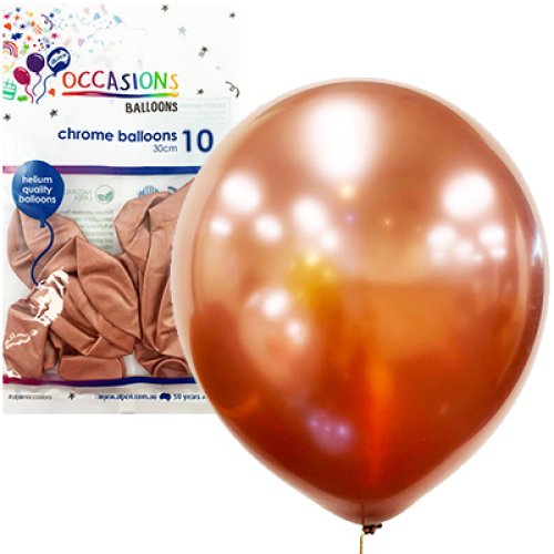 12 inch chrome rose gold latex balloons 10 pack