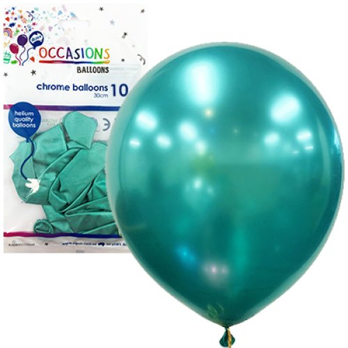 12 inch chrome green latex balloons 10 pack
