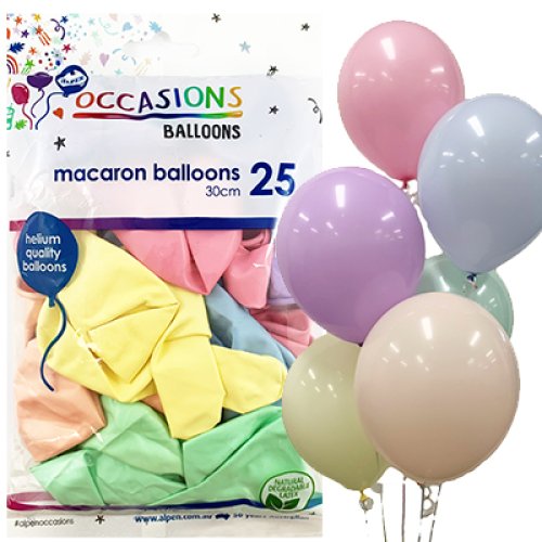 Assorted pastel macaron balloons