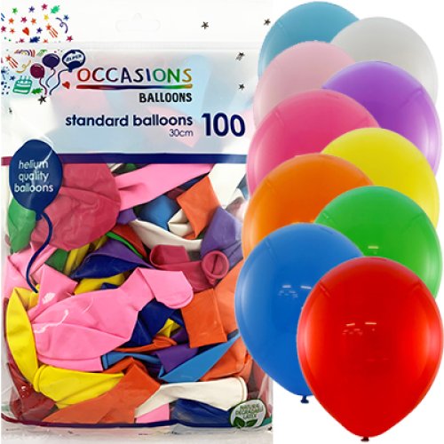 12 inch assorted standard latex balloons 100 pack