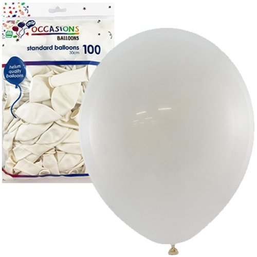 White latex balloons 30cm bag of 100