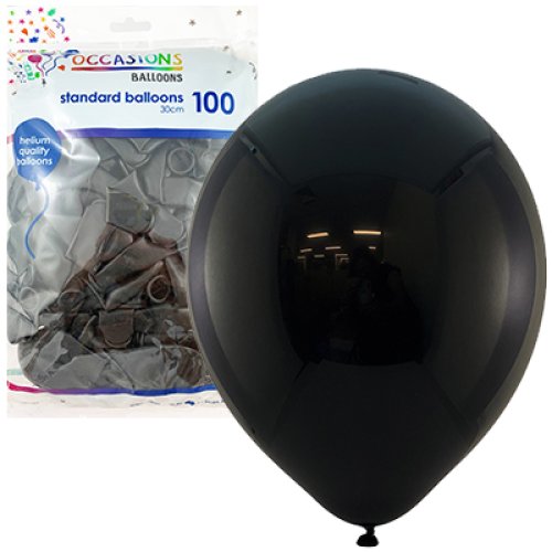 12 inch standard black latex balloons 100 pack
