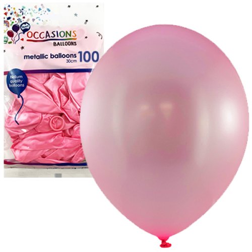12 inch metallic light pink latex balloons 100 pack