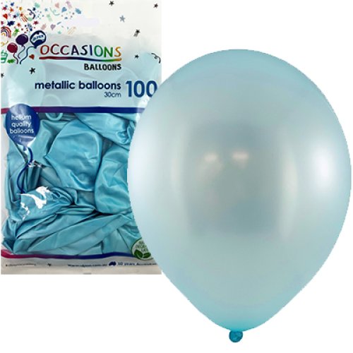 12 inch metallic light blue latex balloons 100 pack