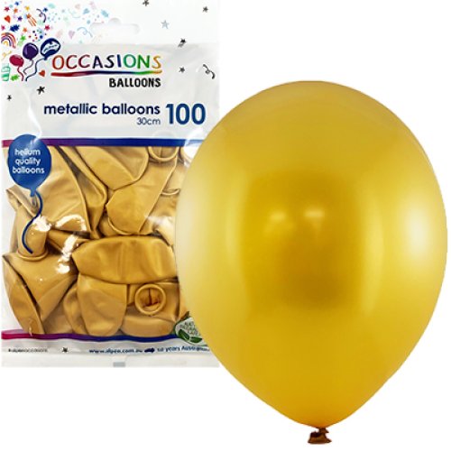 12 inch metallic gold latex balloons 100 pack