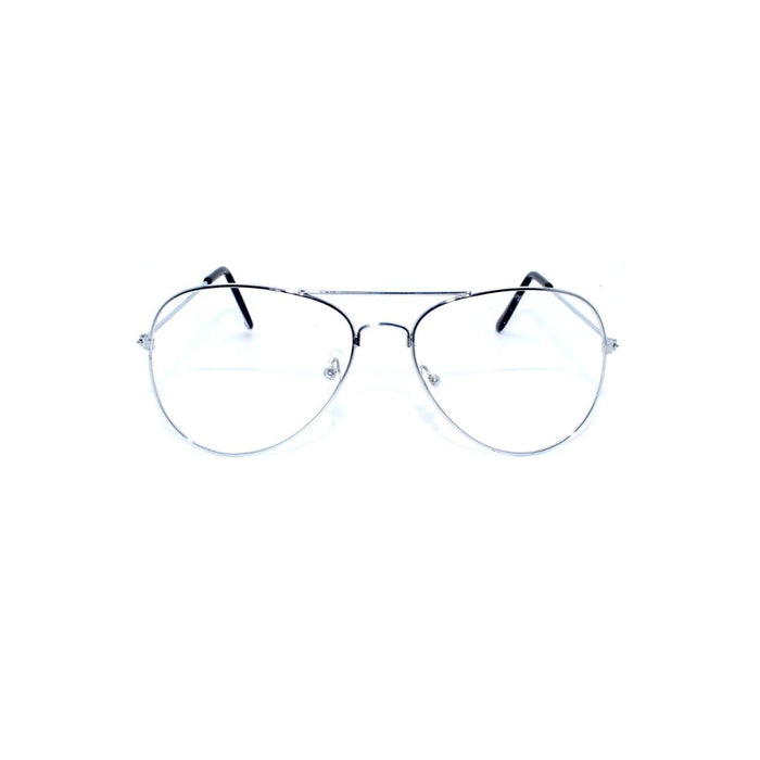 Party Glasses Aviator (Silver Frame Clear Lens)