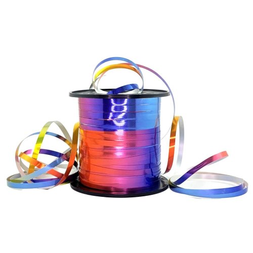 Rainbow metallic curling ribbon