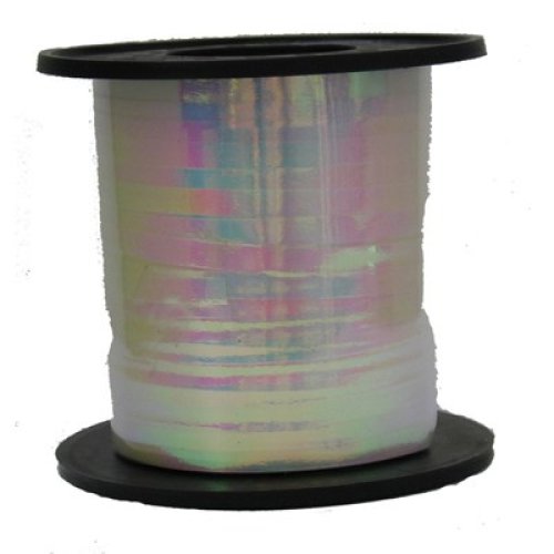 Iridescent white curling ribbon