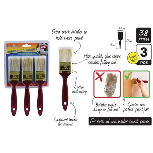 Three 38mm paint brushes