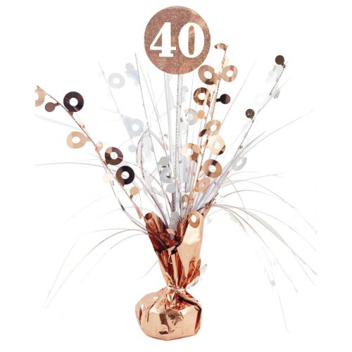 Rose gold 40th birthday table centerpiece