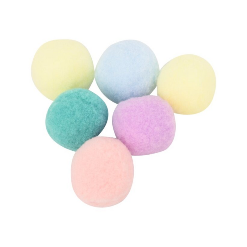 20PK PASTEL POMPOMS 3CM 6 COLOURS ASSORTED