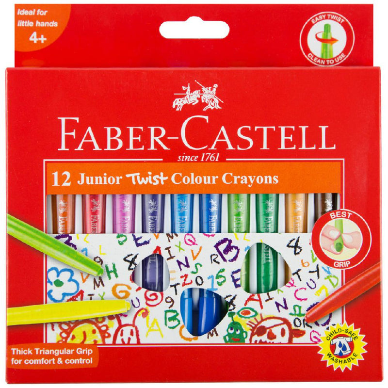 Faber Castel Junior Triangular Twist Wax Crayons Assorted Pack of 12