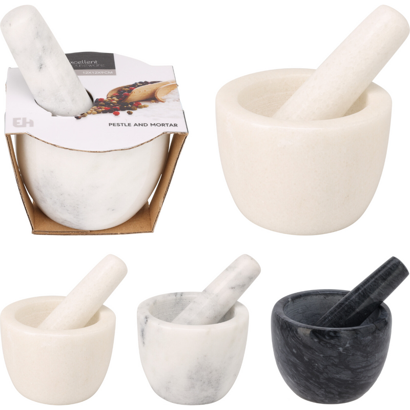 mortar and pestle 12 x 12 x 9cm in 3 assorted colours
