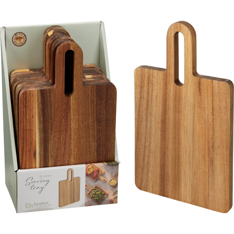 acacia serving tray measuring 27 x 15 x 1.2cm