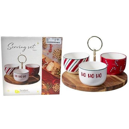 29cm Christmas serving set with bowls and tray four pieces