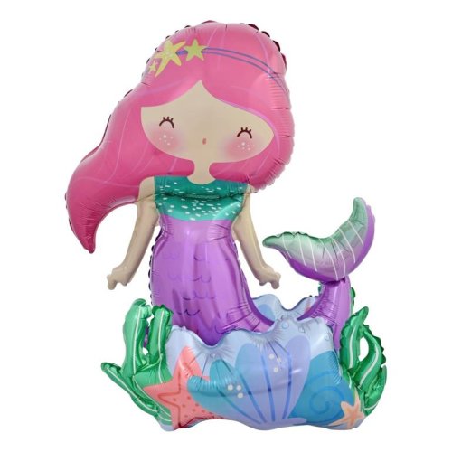 Standing mermaid foil balloon