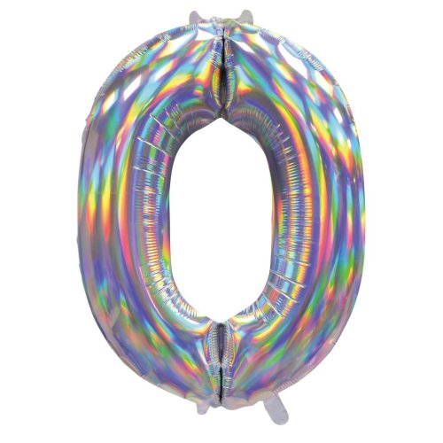86cm iridescent silver number 0 inflatable
