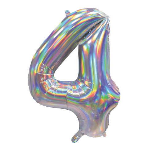86cm iridescent silver number 4 inflatable