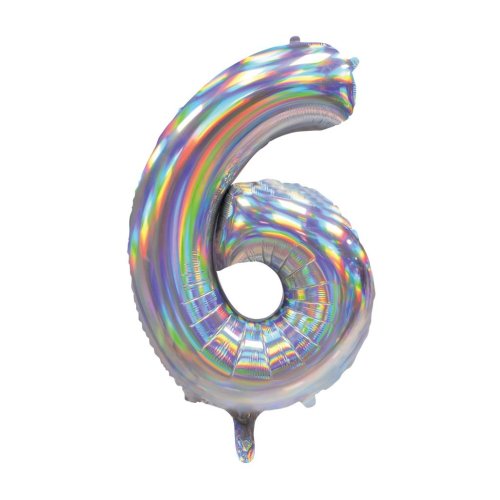 86cm iridescent silver number 6 inflatable
