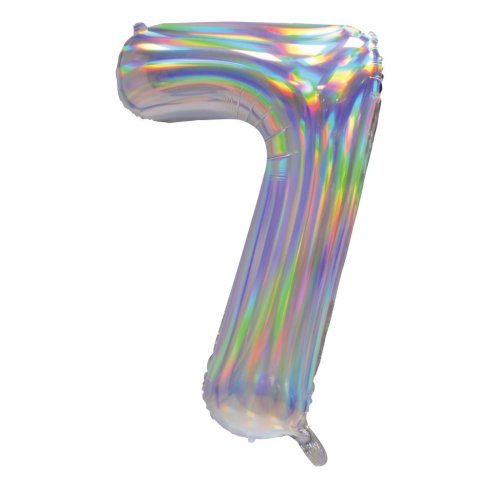 Number 7 iridescent silver foil balloon 86cm