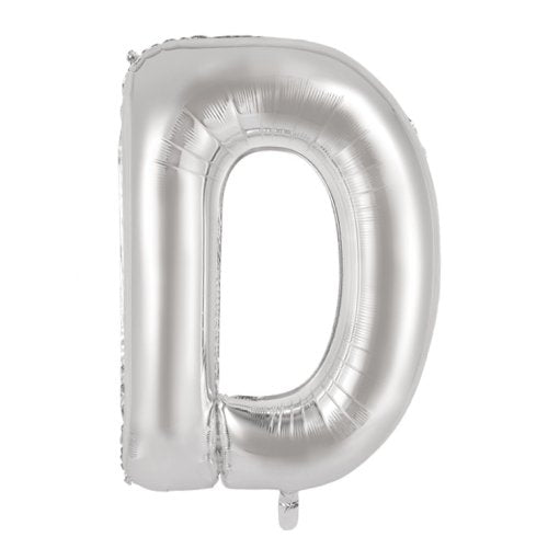 Silver letter D balloon
