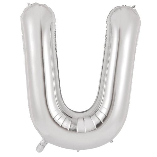Silver letter U balloon