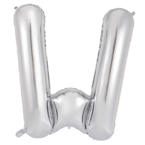 Silver letter W balloon