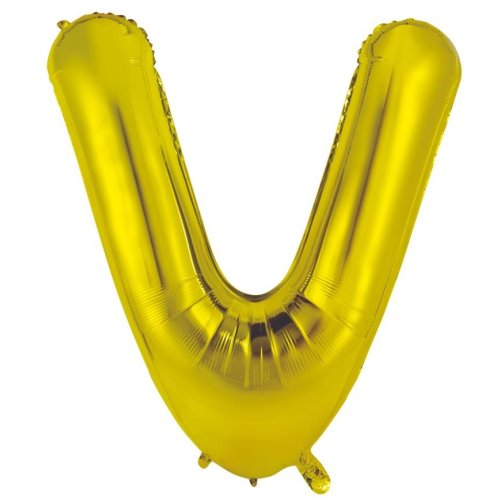 Gold letter V balloon