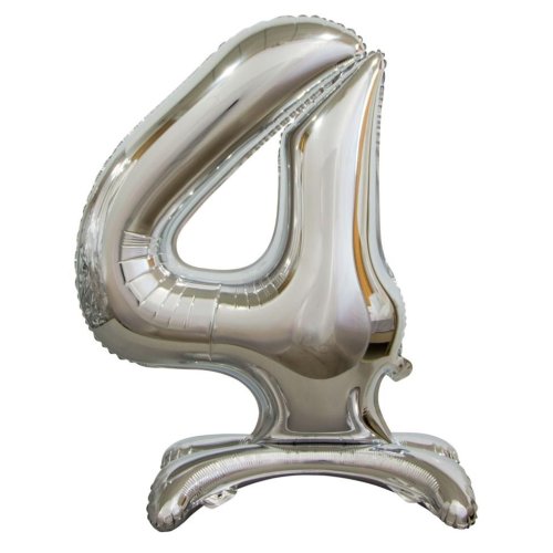 Standing silver number 4 balloon