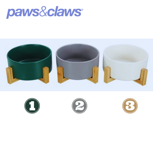 Ceramic Pet Bowl W/ Bamboo Stand 3 Asstd 19cm 1.8L