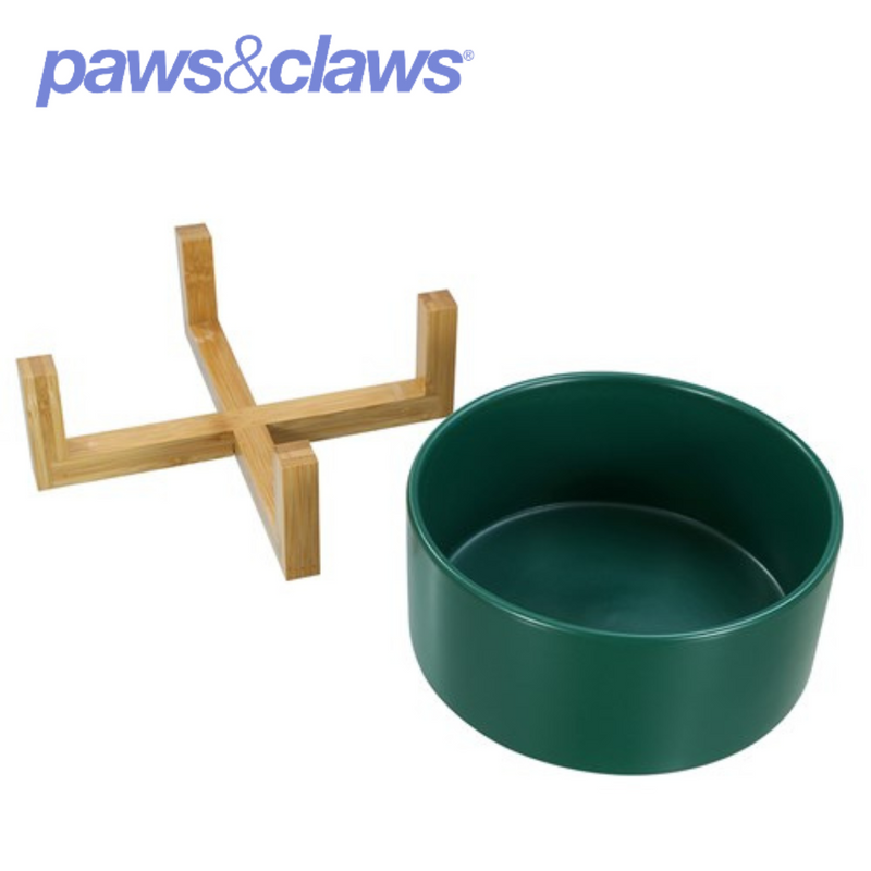 Ceramic Pet Bowl W/ Bamboo Stand 3 Asstd 19cm 1.8L