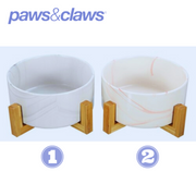 Ceramic Pet Bowl Marble W/ Bamboo Stand 1.8L 2 Asstd 19cm