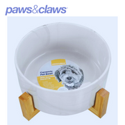 Ceramic Pet Bowl Marble W/ Bamboo Stand 1.8L 2 Asstd 19cm