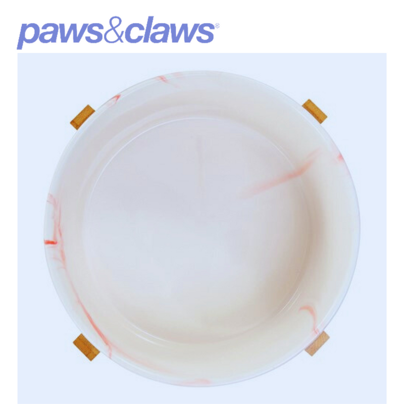 Ceramic Pet Bowl Marble W/ Bamboo Stand 1.8L 2 Asstd 19cm