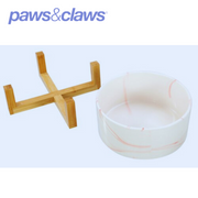 Ceramic Pet Bowl Marble W/ Bamboo Stand 1.8L 2 Asstd 19cm
