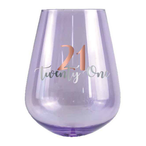 Ronis 21St Stemless Glass Rose Gold Decal 13cm 600ml