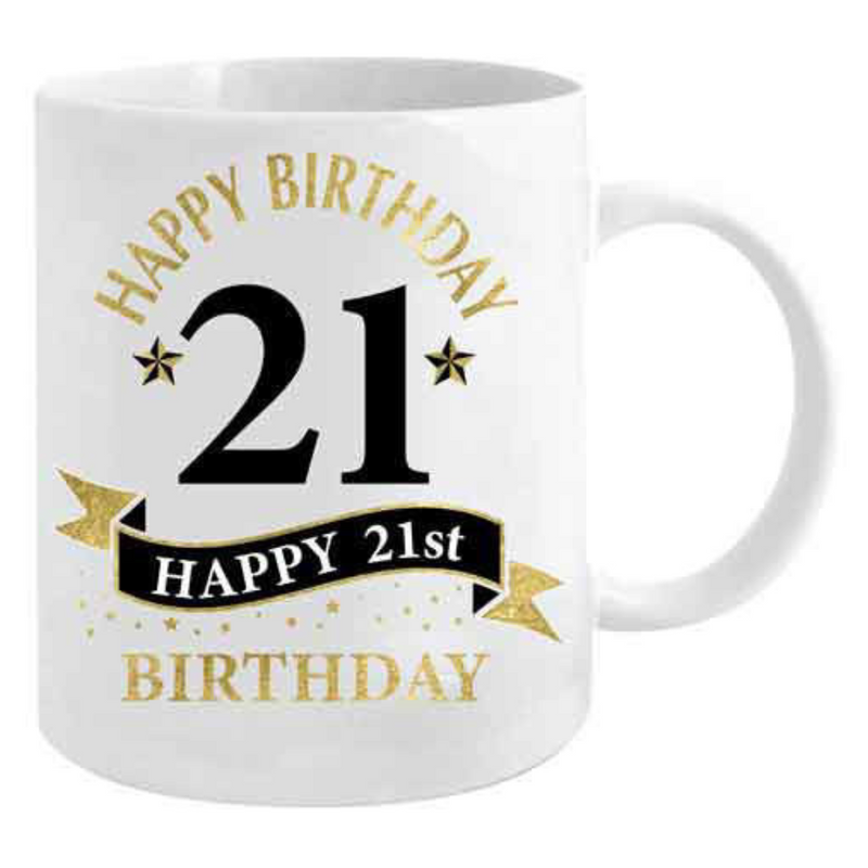 Ronis 21st Birthday White And Gold Mug