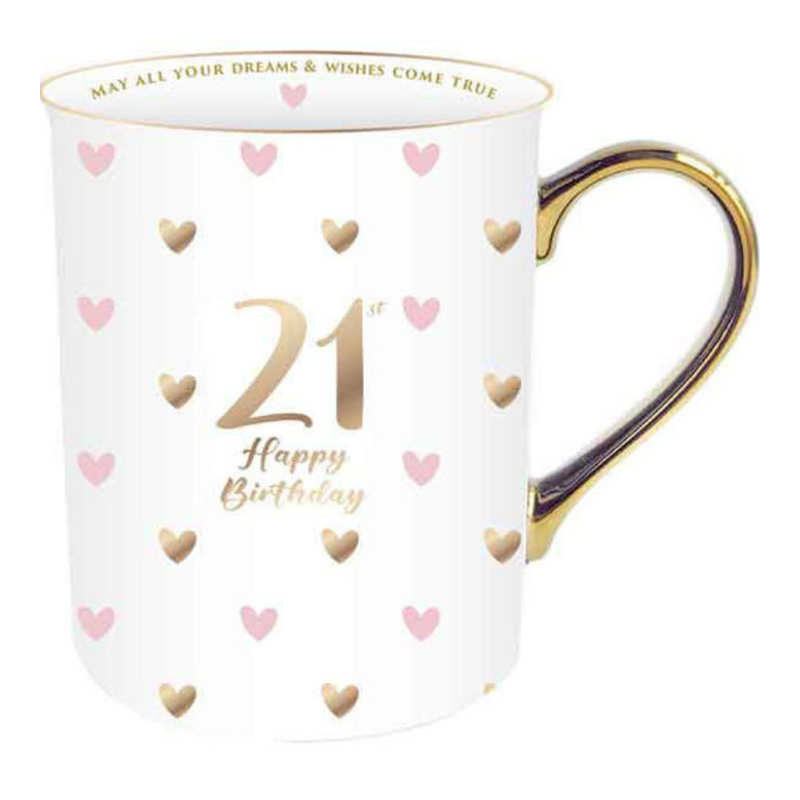 Ronis 21st Sweet Heart Mug With Gold Handle 360ml
