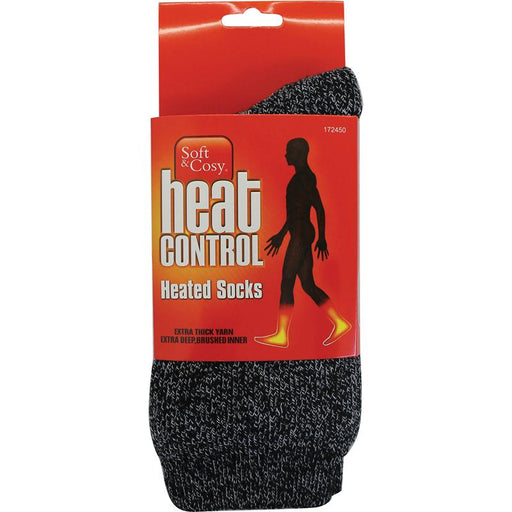 Socks Mens Heat Control Thermal Crew Cut 3pk Black, Grey & Navy