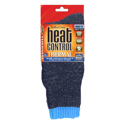 Socks Mens Heat Control Brushed Lining Crew Cut Navy, Grey & Black Per Pack 3pk