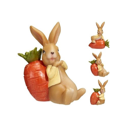Porcelain rabbit with carrot figurine assorted