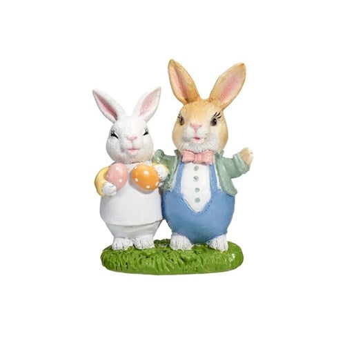 Polyresin bunny couple figurine small