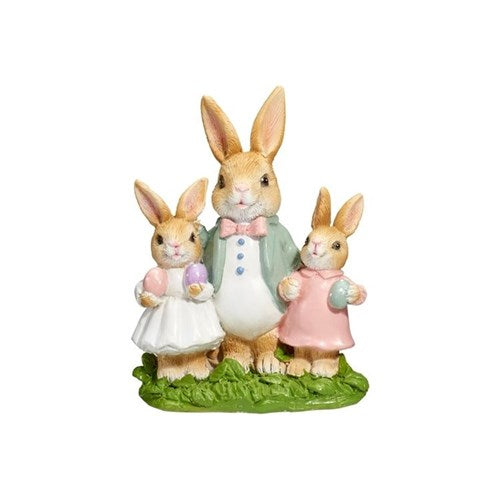 Polyresin bunny family figurine