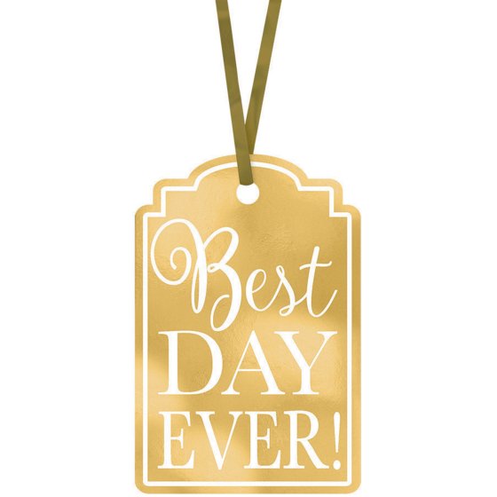 Best Day Ever Printed Tags Gold 25pk