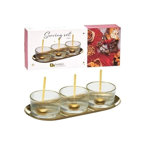 gold stainless steel serving set