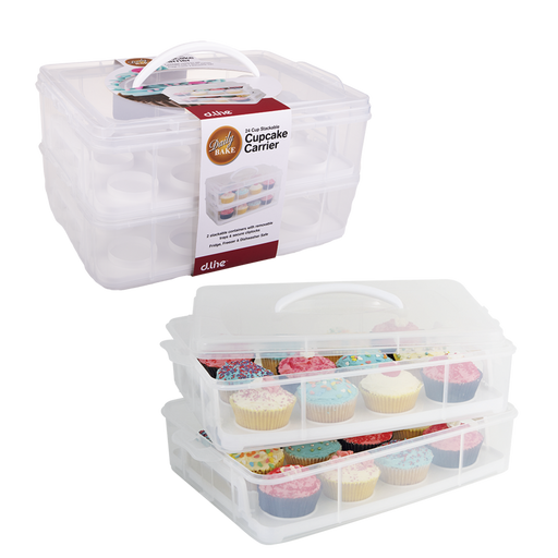 White plastic carrier for 24 cupcakes