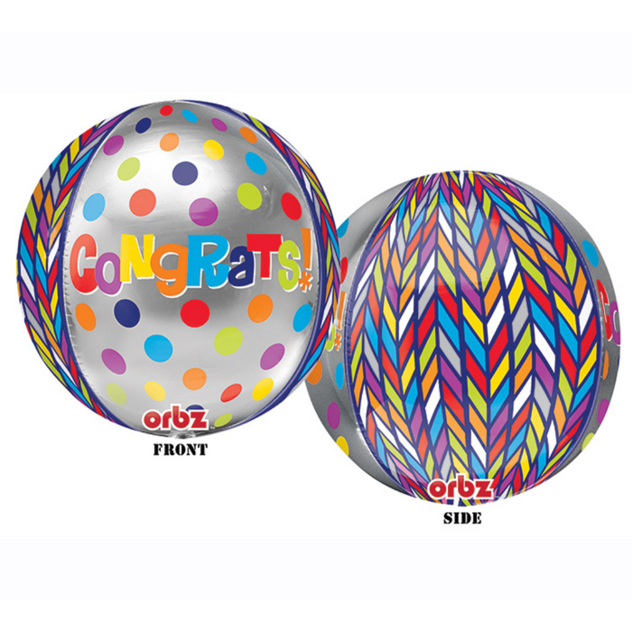 Orbz Balloon Dot/Geo Congrats 40cm XL