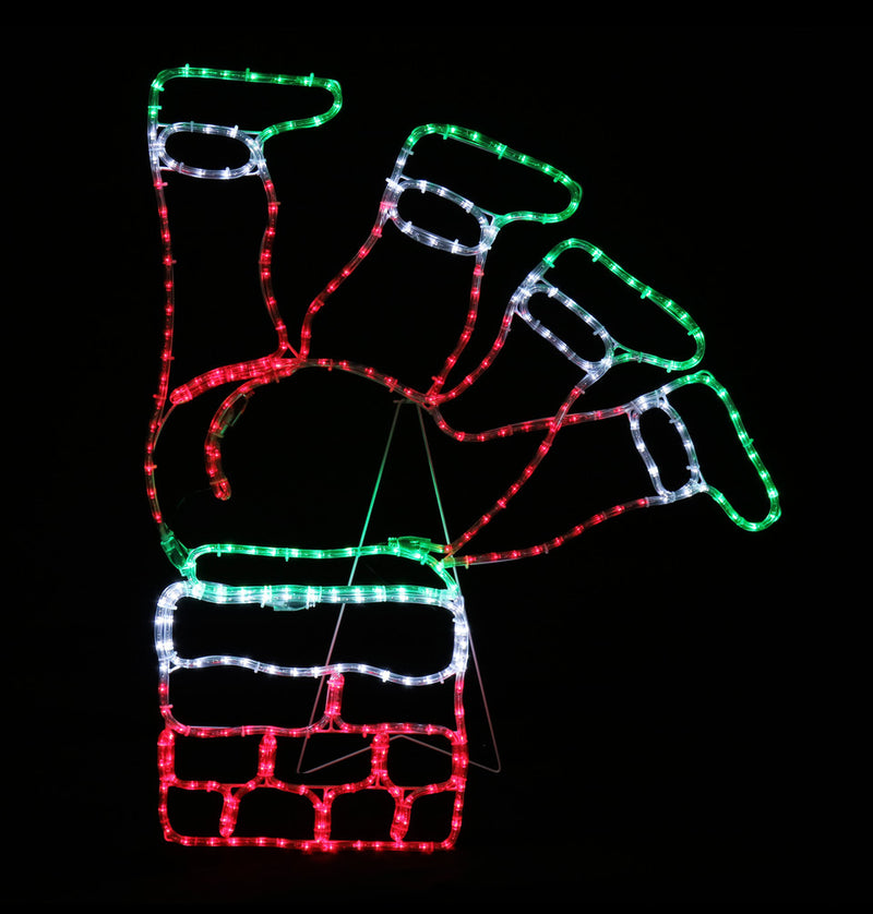 LED Rope Light Santa Stuck In Chimney Flash