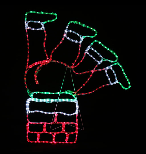 LED Rope Light Santa Stuck In Chimney Flash
