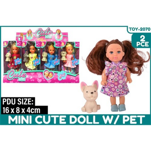2Pce Mini Cute Doll with Pet Asstd